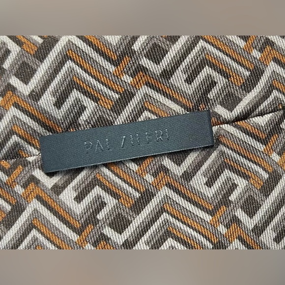 Pal Zileri Brown and White Geometric Tie - Picture 3 of 5